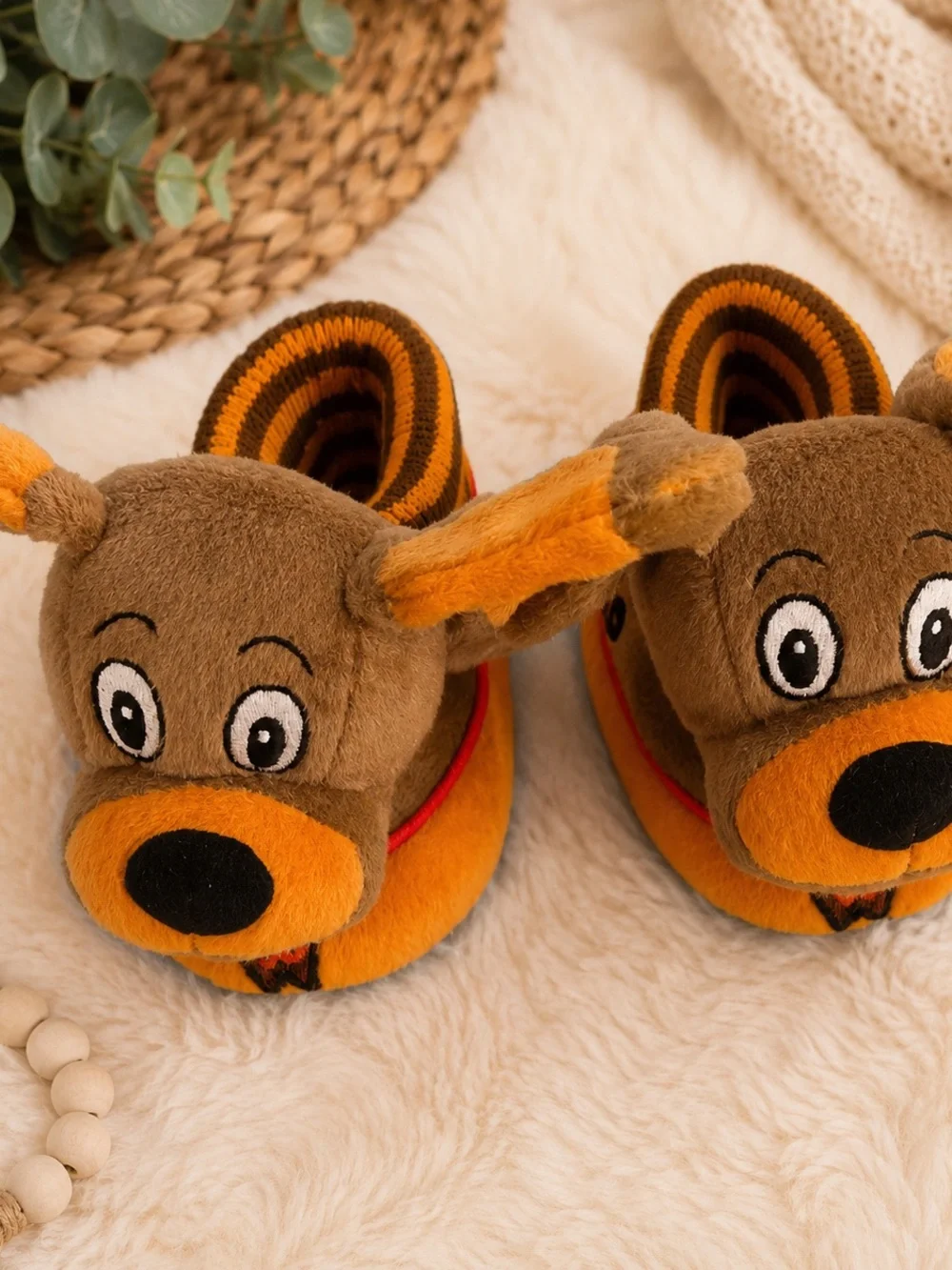 Vintage Wags Plush Dog Toddler Slippers Size Toddler 5/6 New